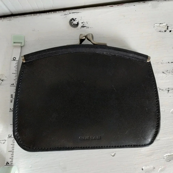 Fossil Wallet Clutch in Black Party Evening Wallet Leather Fur Kisslock - Picture 6 of 6